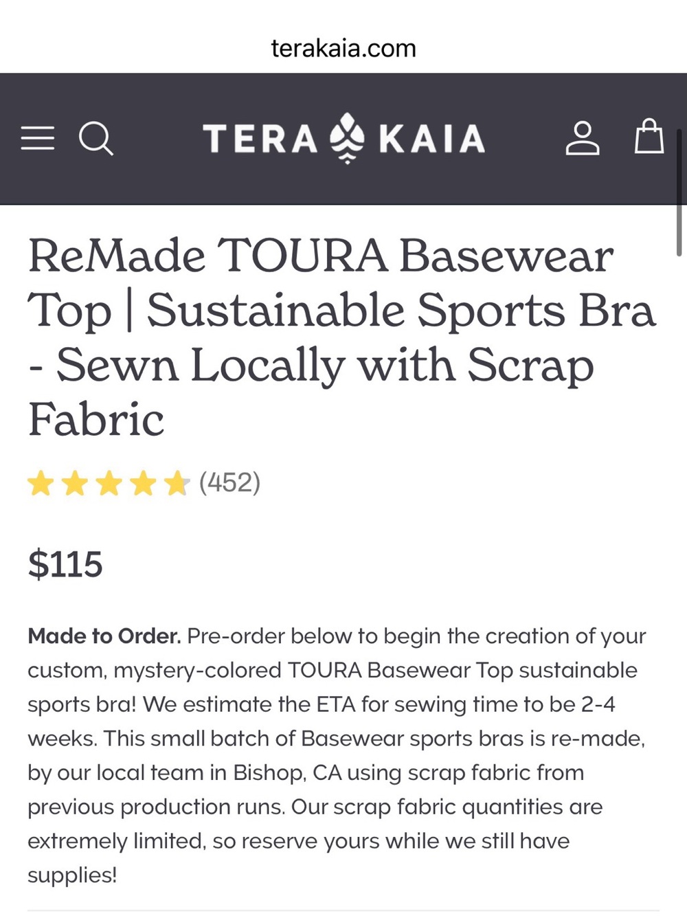 NWOT-Tera Kaia ReMade TOURA Basewear Top Sports Bra Swim One Of A Kind - Picture 5 of 15